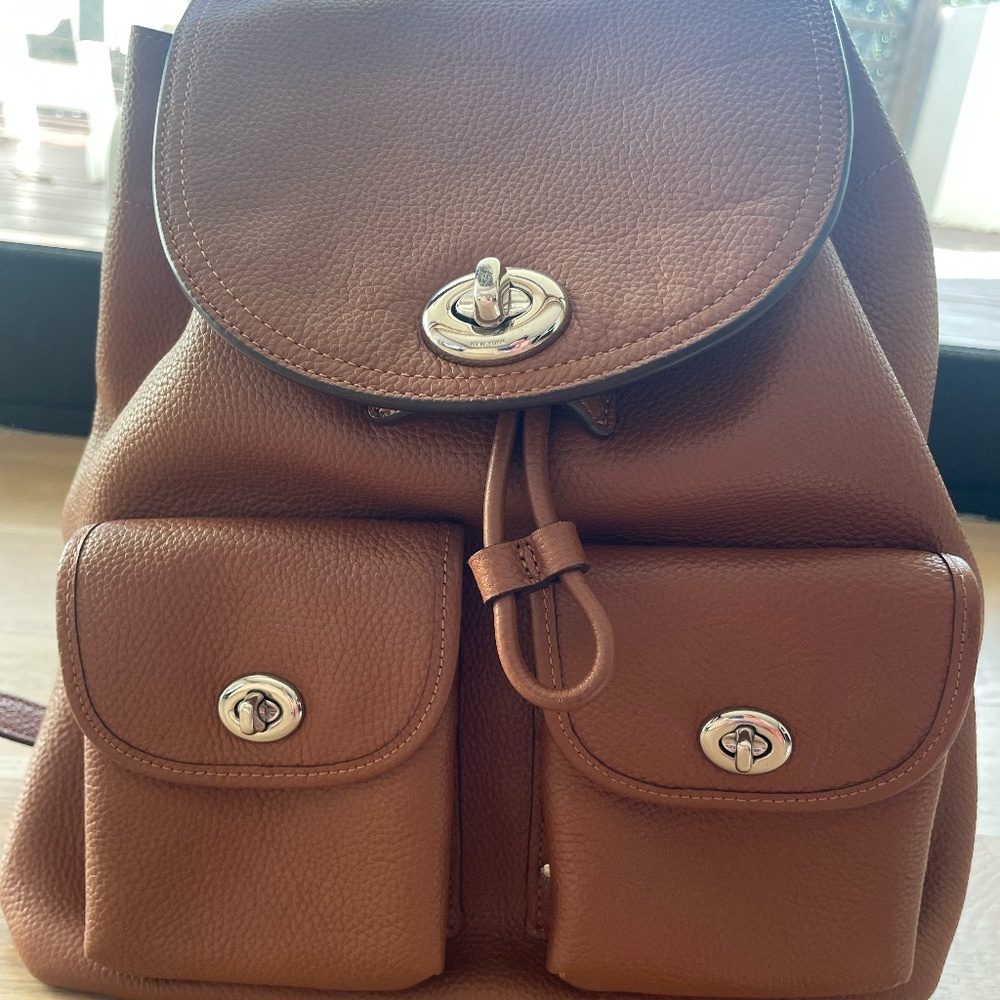 Coach Leather Backpack Cognac Brown